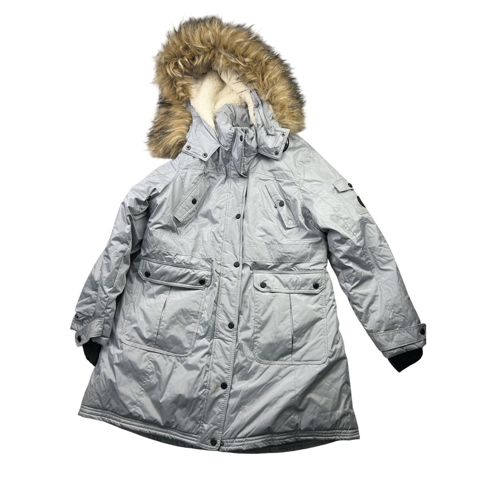Madden Girl Removable Faux Fur Parka XL Gray Heavy Winter Coat Gorpcore Snow